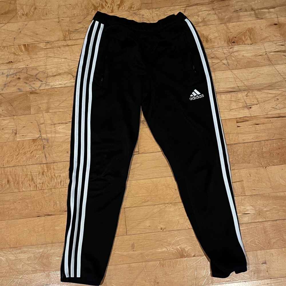 Adidas Kids Black Joggers with White Stripes